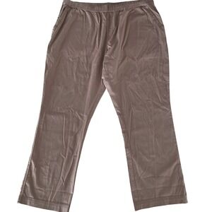 Pact XXL Organic Cotton Stretch Straight Pants Taupe Elastic Waist Drawstring